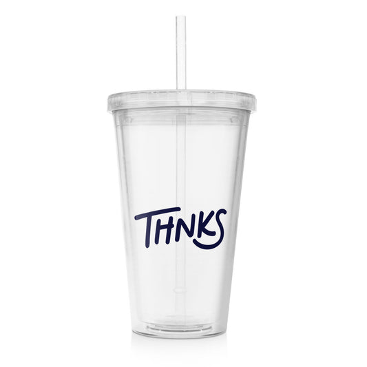 Thnks Clear Acrylic Tumbler w/Straw & Lid